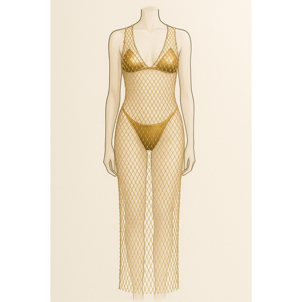 Hot & Delicious Rhinestone Beaded Cover Up Dress Beach‎ Party Rave Festival